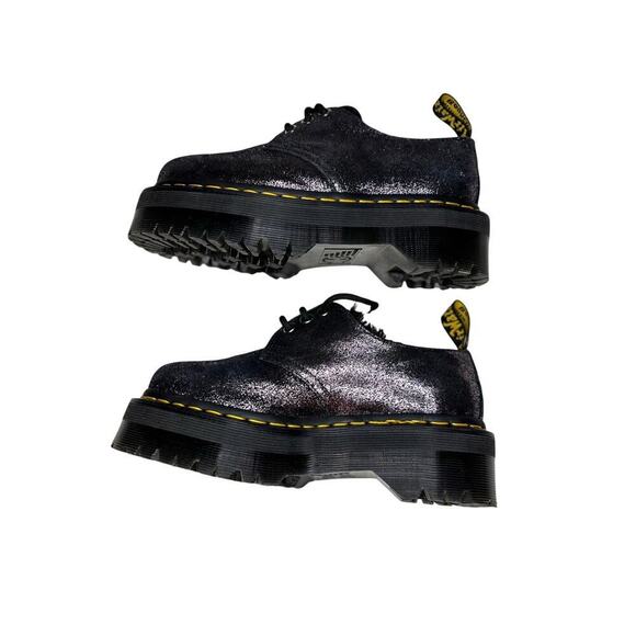 Dr. Martens Women's Size 5- 5.5. Fur- Lined Metallic Black Leather Platform Shoe - Picture 2 of 10
